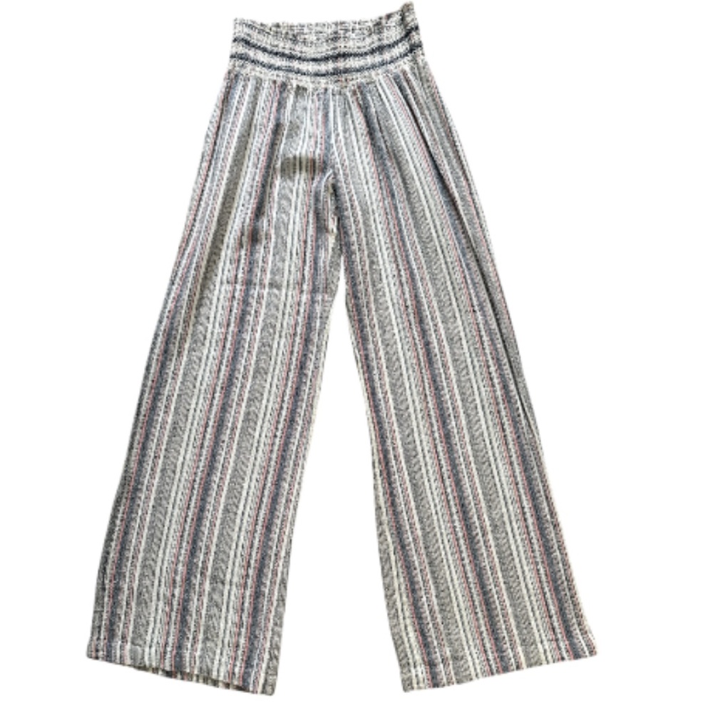 Rewash Linen Waffle Knit Wide Leg Trousers Women L Boardwalk Stretch Smock Waist